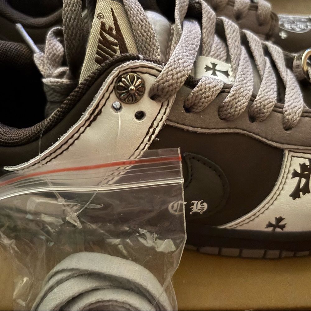 Chrome Hearts Brown and White Sneakers